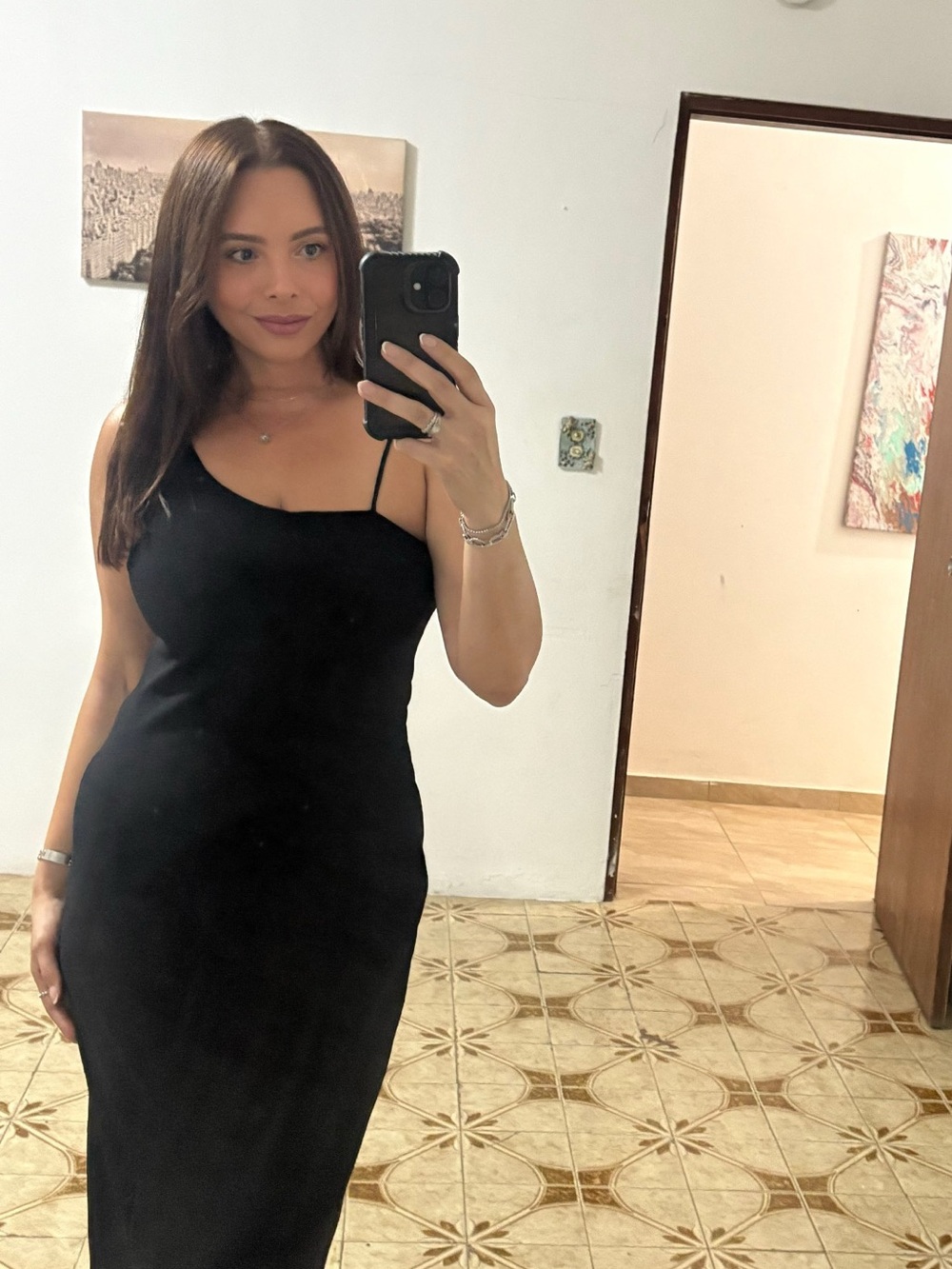 Classic Black Slip Dress with Spaghetti Straps